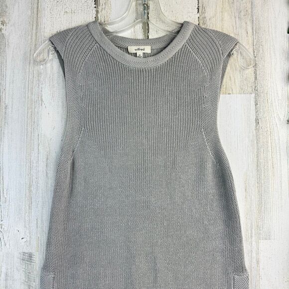 Wilfred Aritzia Palmier Sweater Side Split Knit Sleeveless Tank Top Gray Size XS - Picture 4 of 9